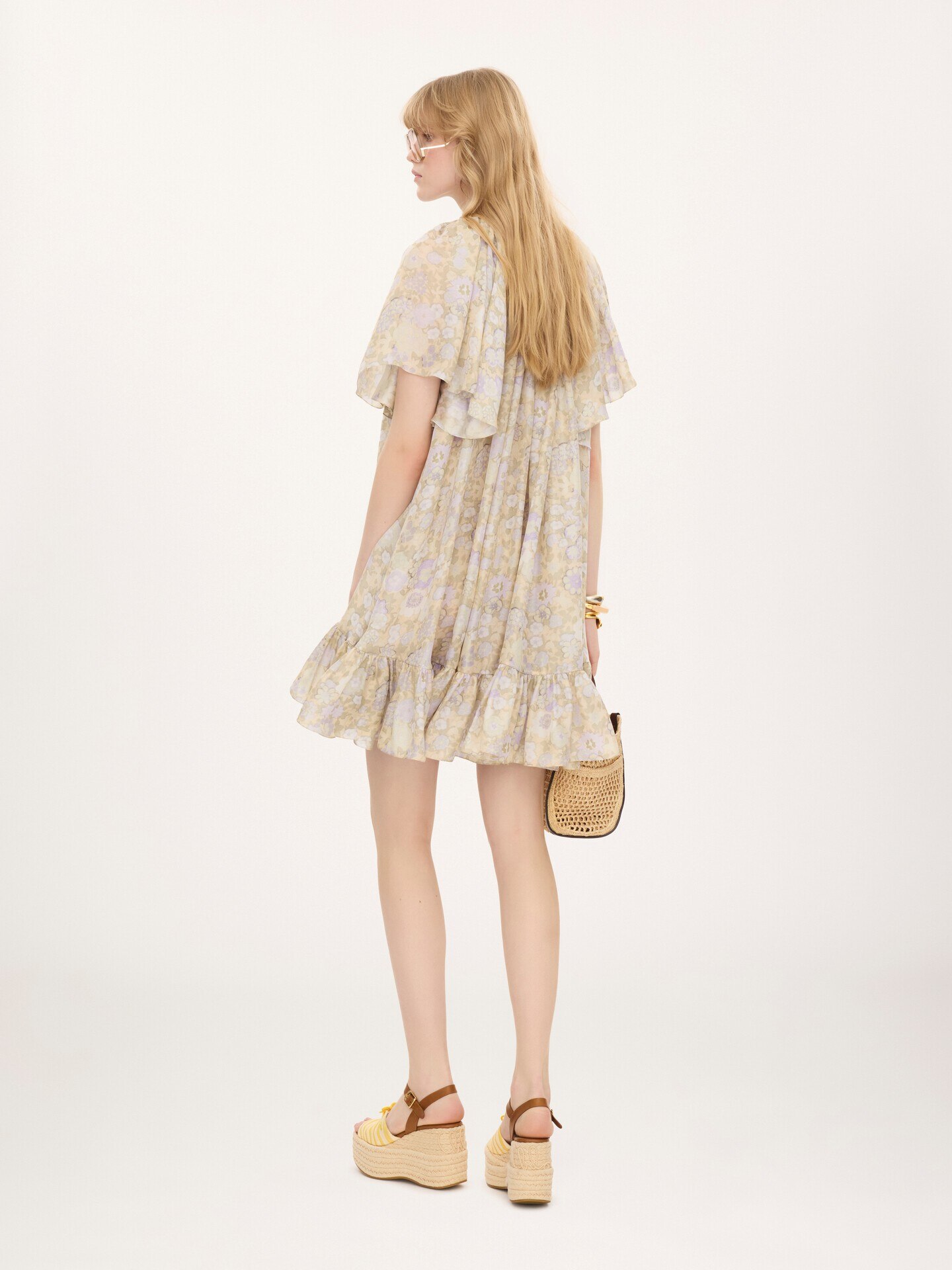 Robe courte pliss&eacute;e en charmeuse de soie - 4.0