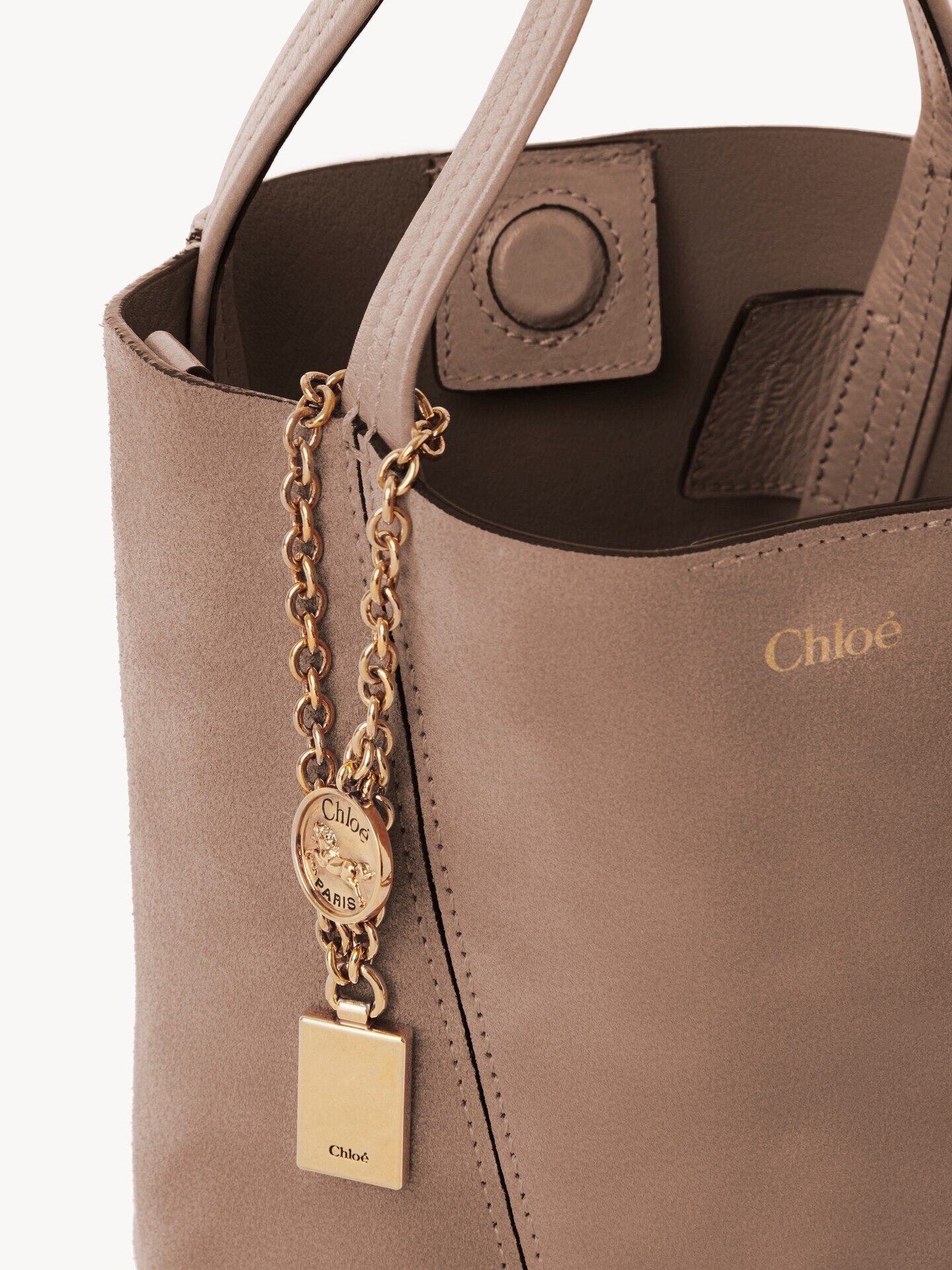 Small Chlo&eacute; Spin tote bag in suede leather - 7.0