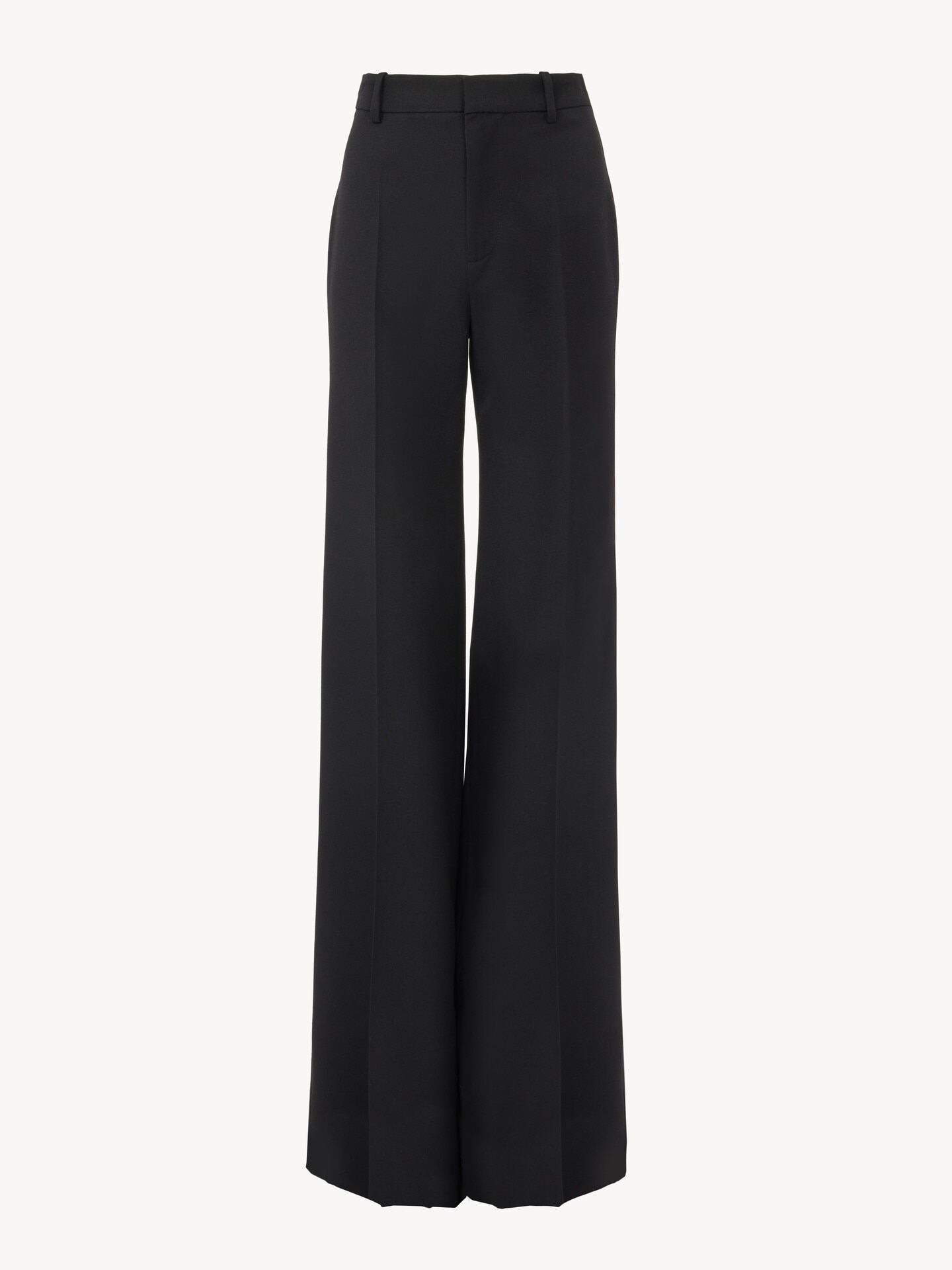 High-rise flared pants in wool grain de poudre - 1