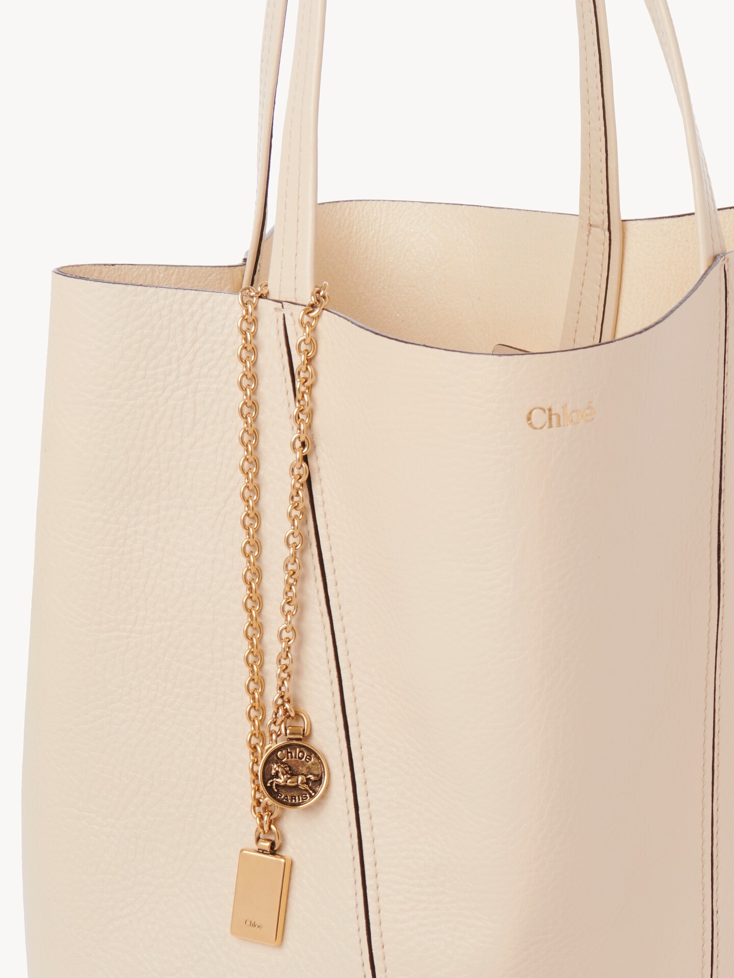 グレインレザー製Chloé Spinトートバッグ ベージュ - Chloé