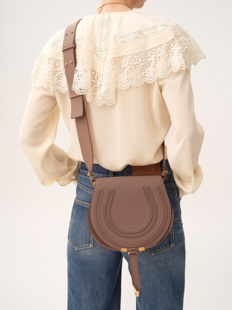 Sac port&eacute; &eacute;paule Marcie en cuir grain&eacute;