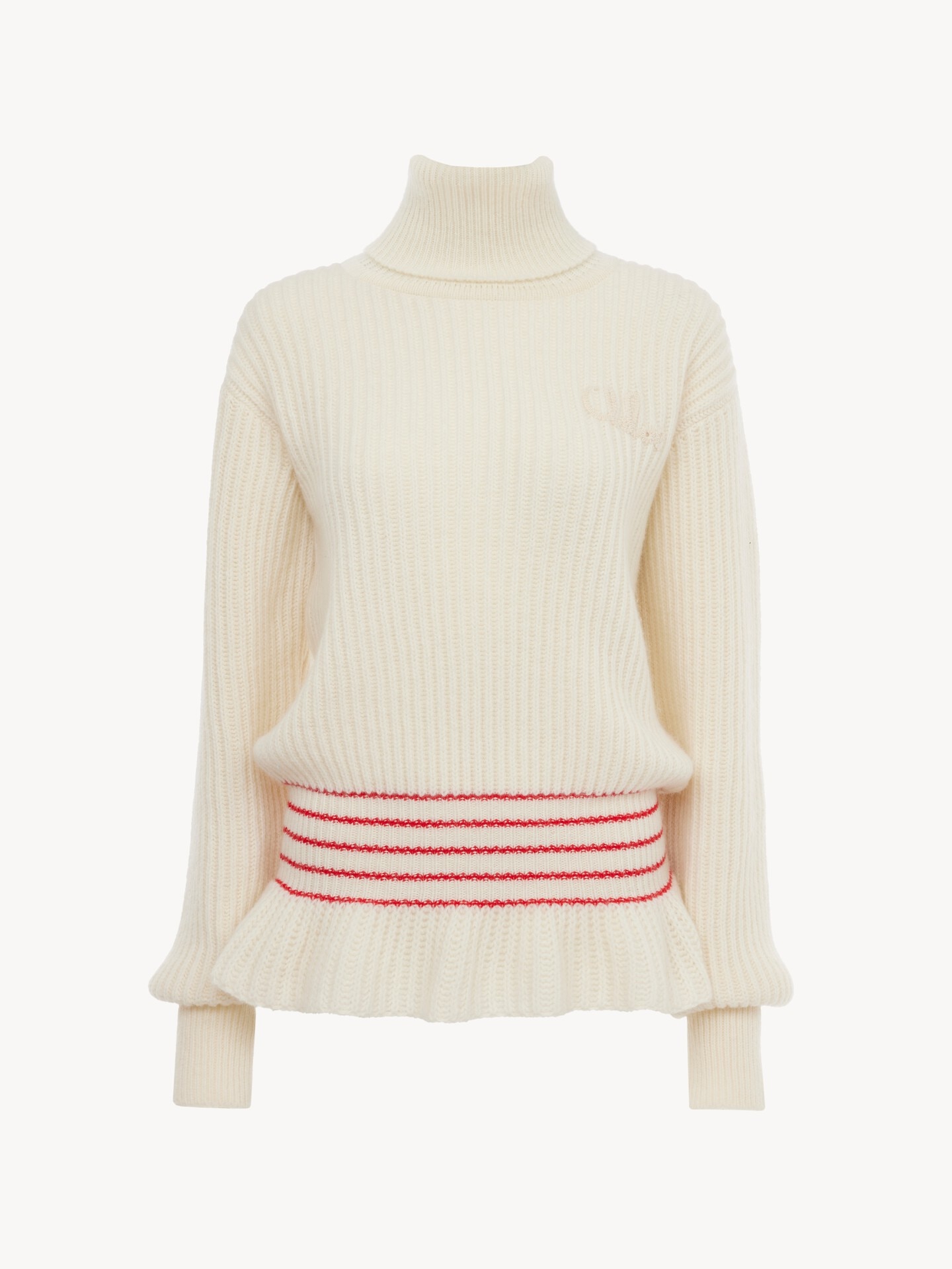 Oversized logo turtleneck jumper in a wool & mohair knit - 1
