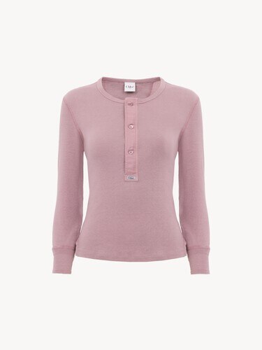 Camisa Henley ajustada de jersey de algod&oacute;n - 1