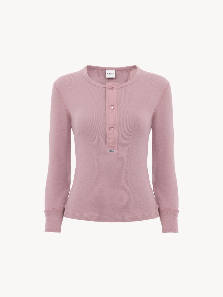 Top henley ajust&eacute; en jersey de coton - 1
