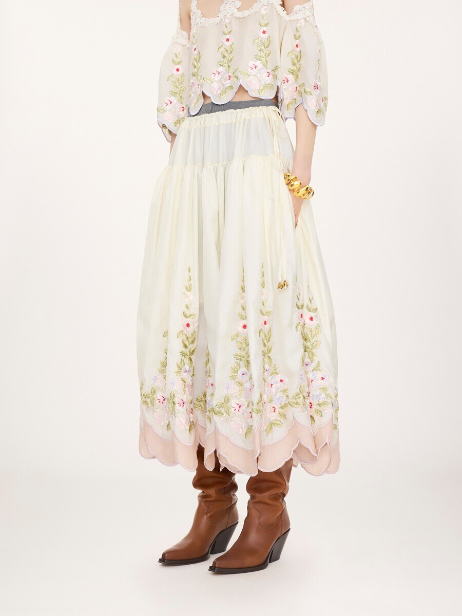 Gathered long skirt in technical taffeta - 6
