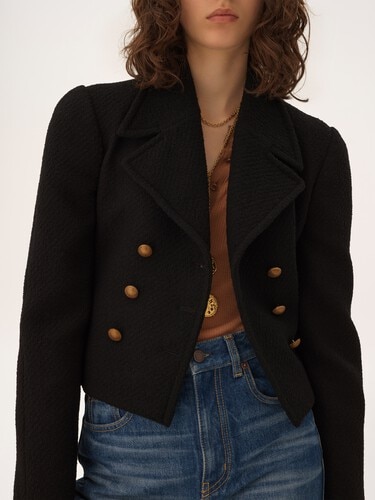 Zweireihige Cropped-Jacke aus Wollbouclette - 7