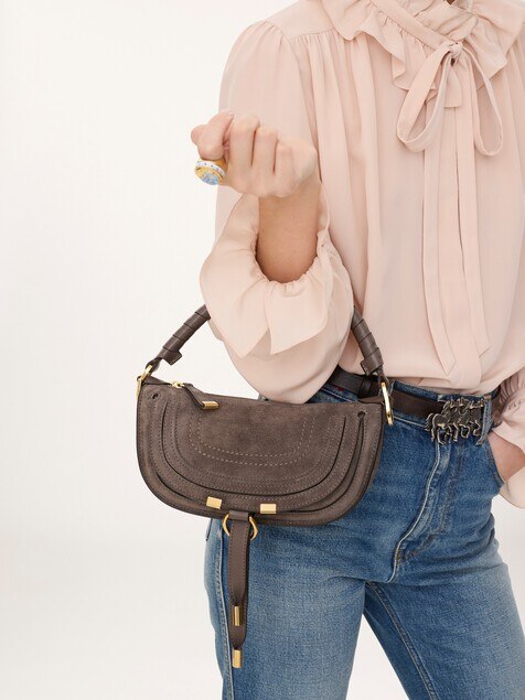 Mini Marcie shoulder bag in suede leather