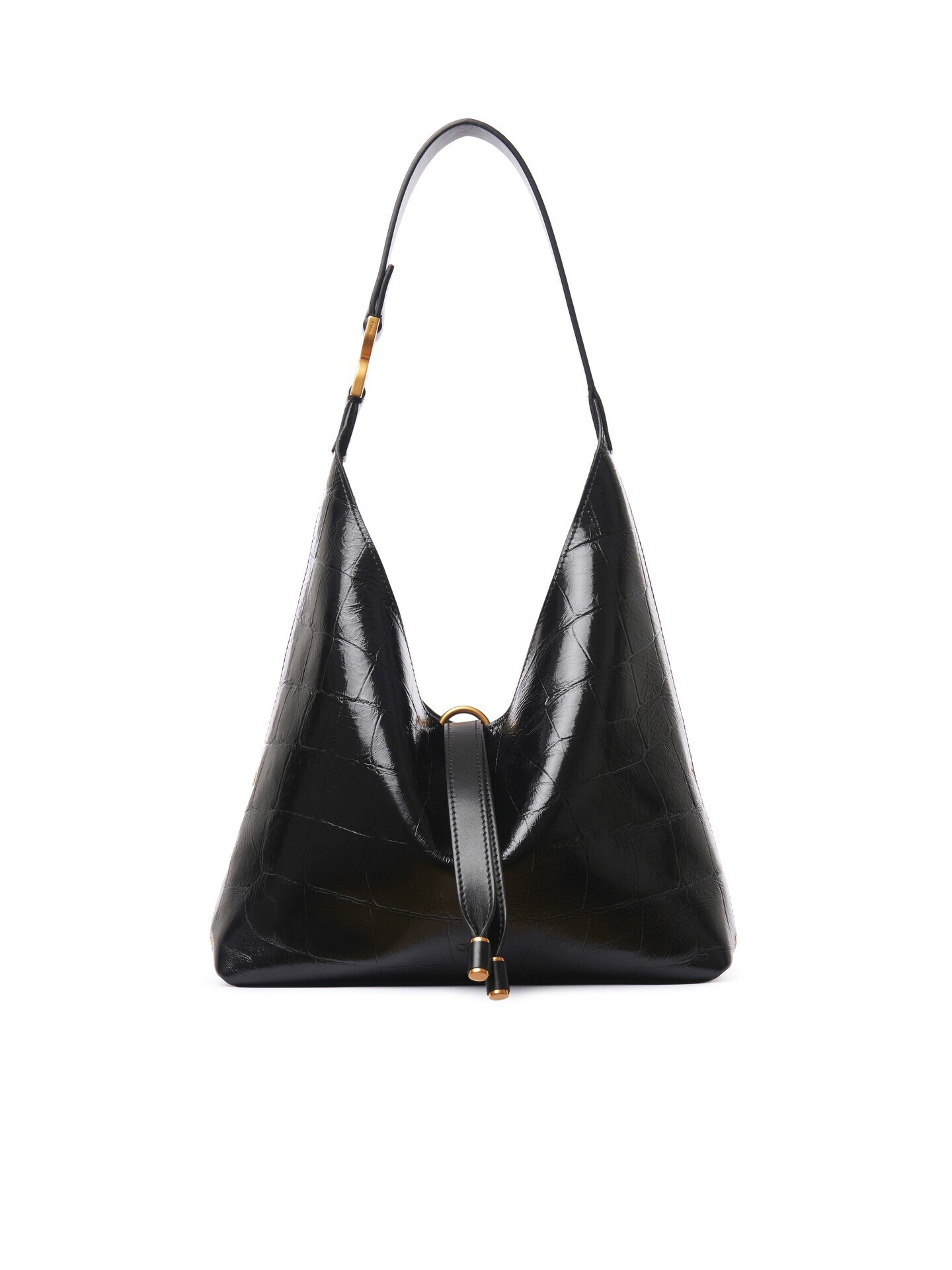 Petit sac hobo Marcie en cuir effet crocodile Noir Chloé