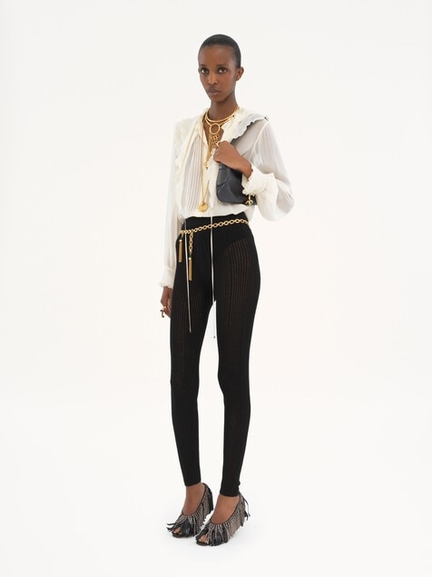 Ruffled blouse in silk georgette
