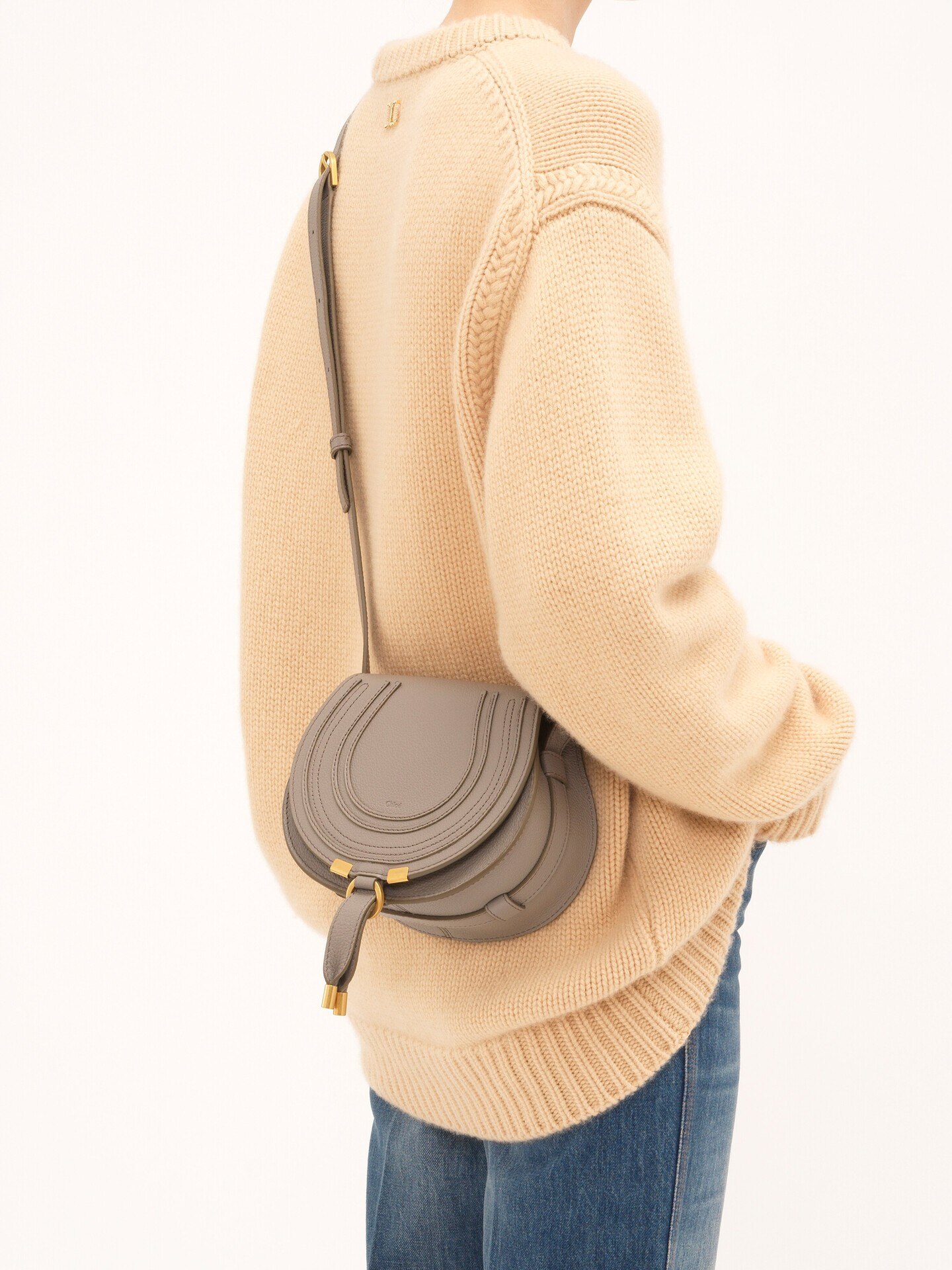 Small Marcie saddle bag in grained leather - 3