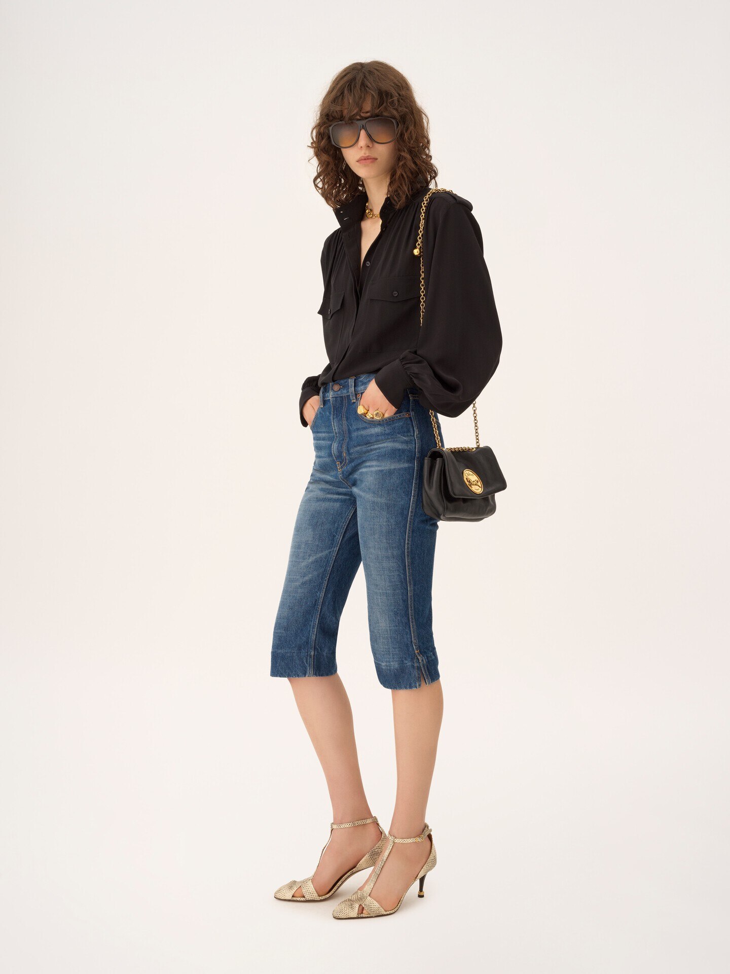 Gathered blouse in cr&ecirc;pe de chine - 3