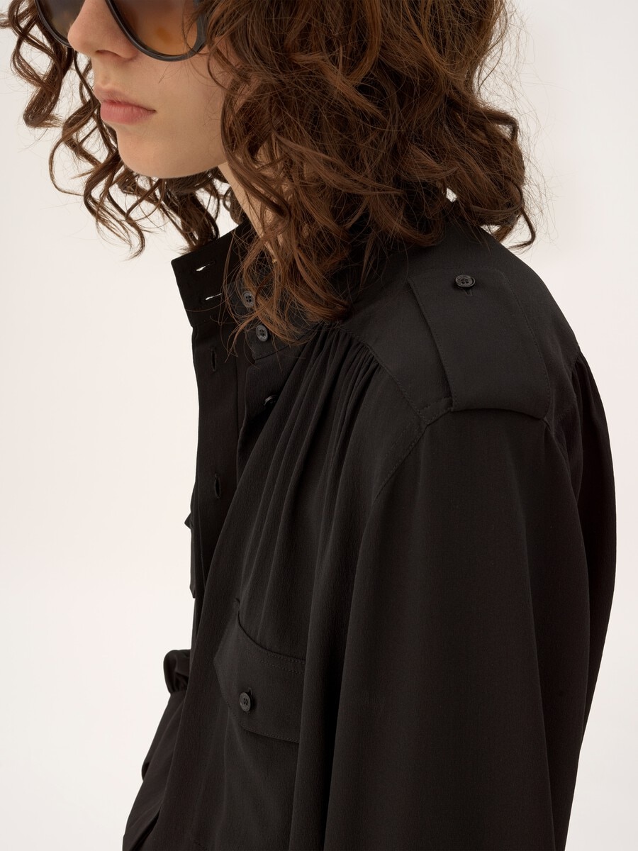 Gathered blouse in cr&ecirc;pe de chine - 6