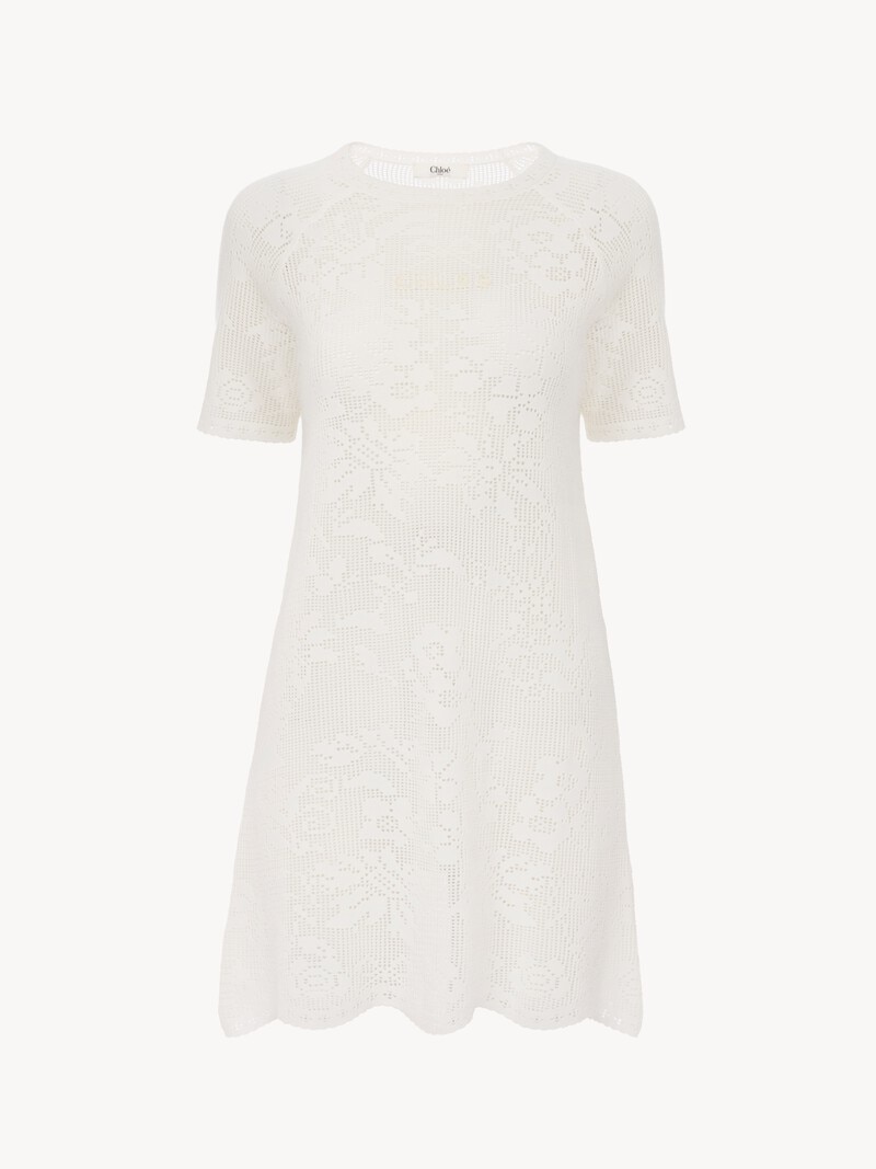 Short-sleeve fitted mini dress in a cotton knit by Chloé