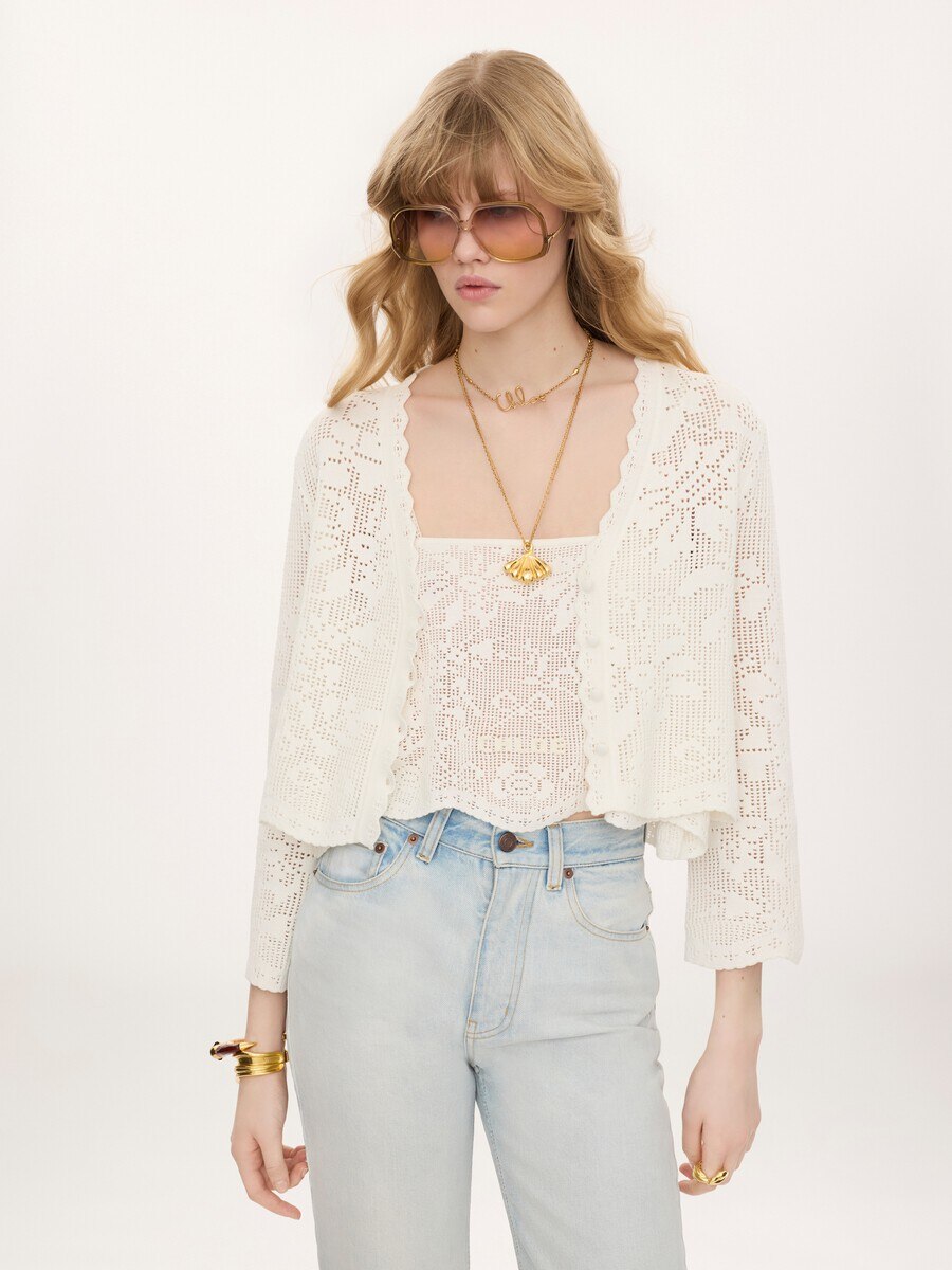 Cropped-Strickjacke aus Baumwollstrick - 4