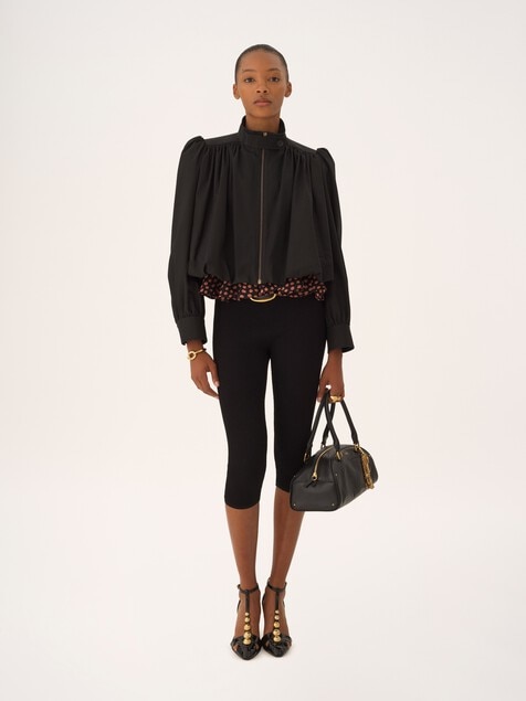 Gathered boule jacket in cotton canvas