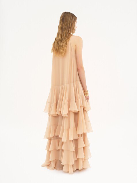 Tiered maxi dress in silk georgette