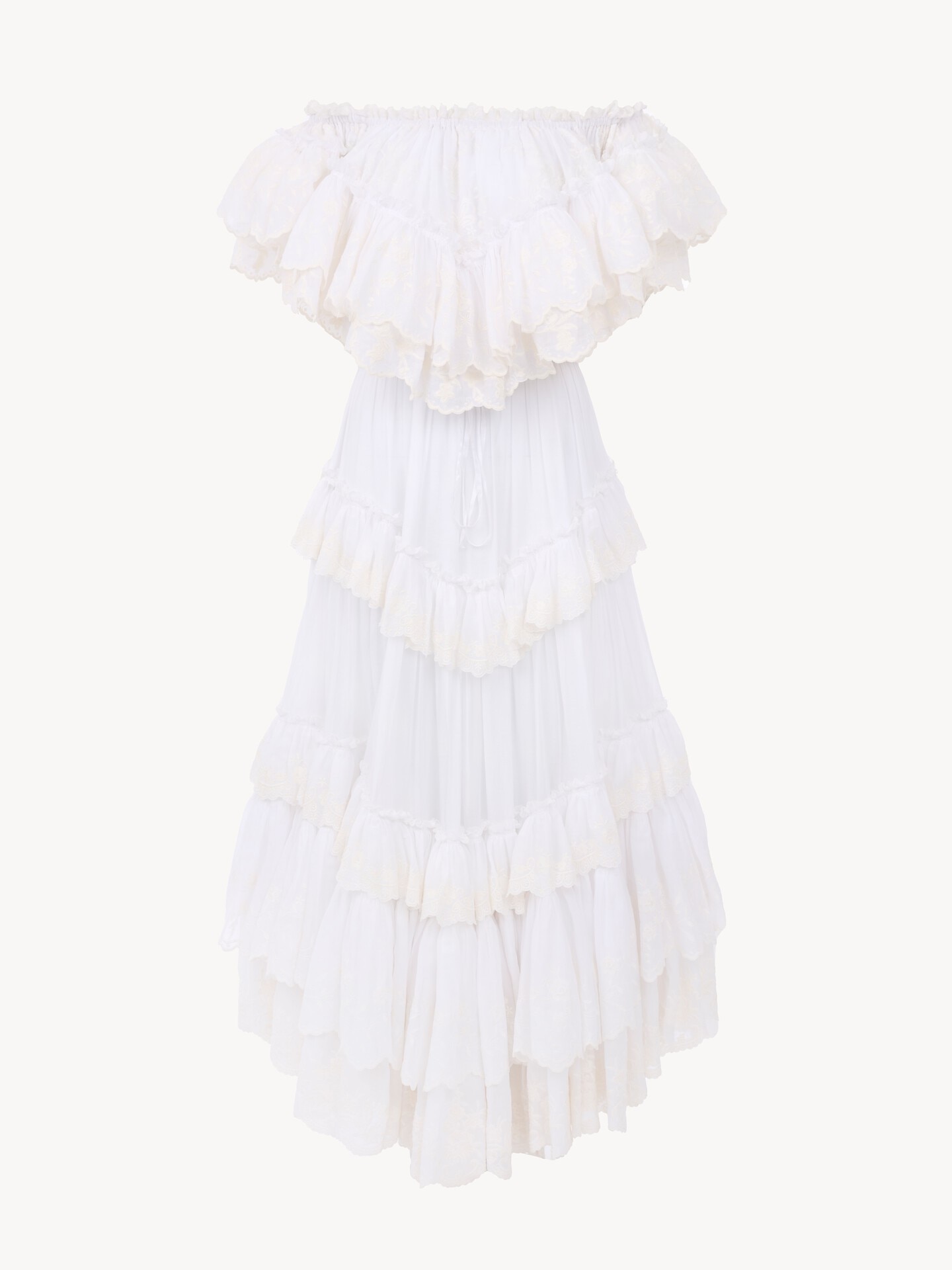 Long ruffled dress in cotton voile - 2.0