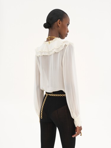 Ruffled blouse in silk georgette - 5