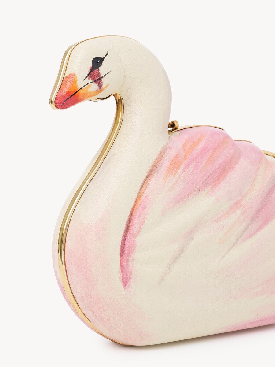 Chlo&eacute; Tropicus swan minaudi&egrave;re in hand-painted leather - 7
