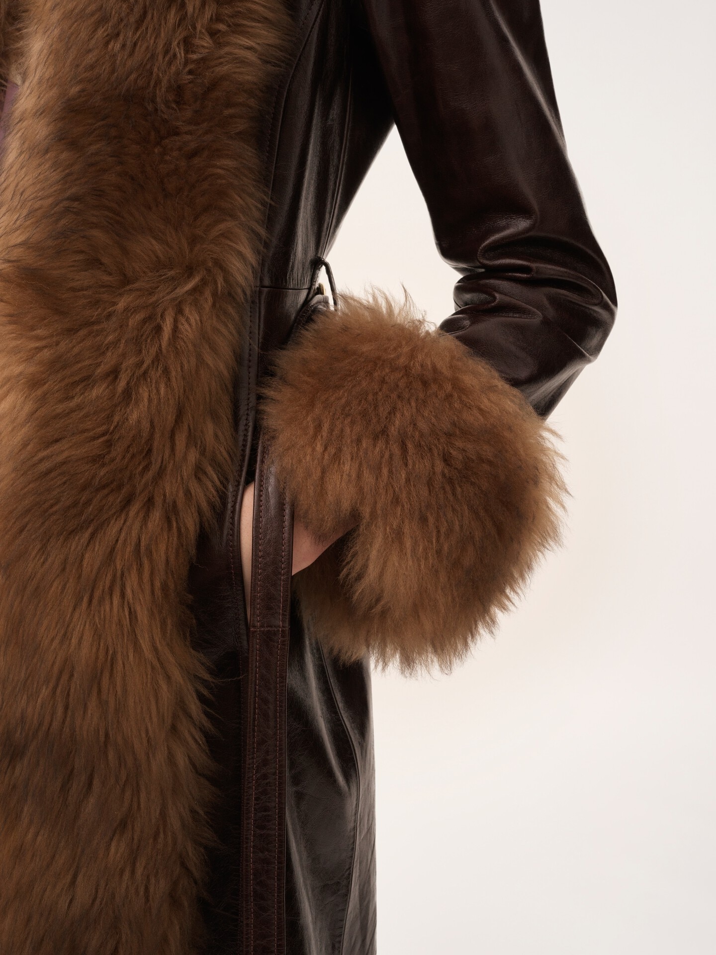 Manteau long droit en cuir - 8