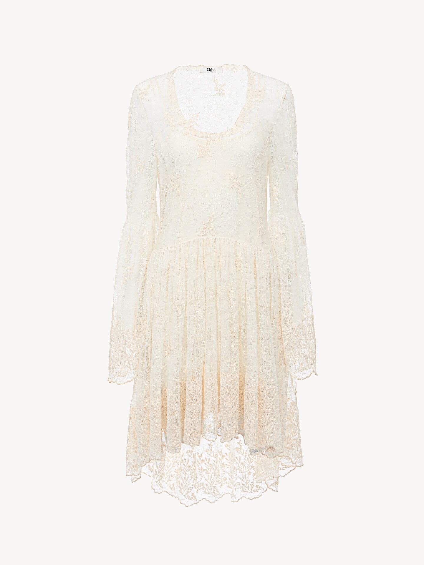 Scoop-neck mini dress in embroidered lace - 2