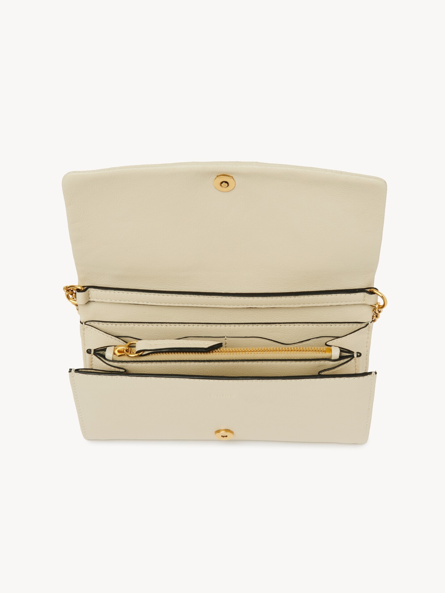 Chlo&eacute; Spin flap wallet on chain in grained leather - 6