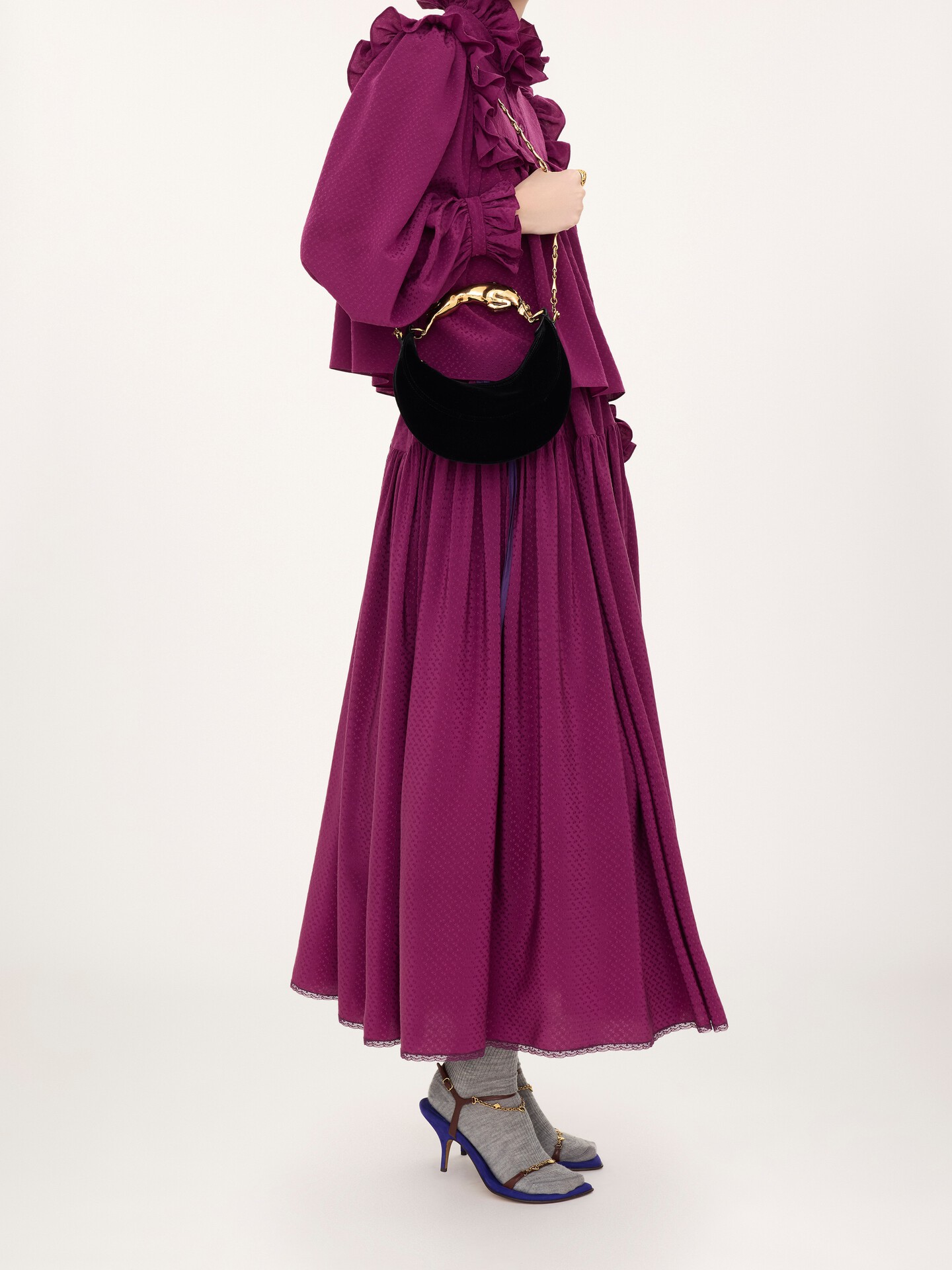 Small Chain Horse shoulder bag in velvet - 8.0