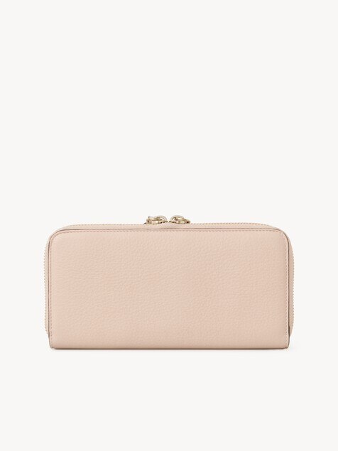 Alphabet zipped long wallet in grained leather