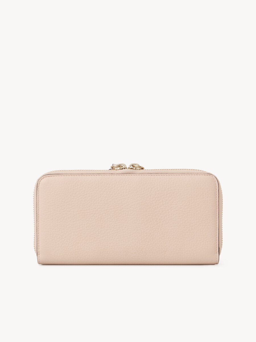 Alphabet zipped long wallet in grained leather - 3