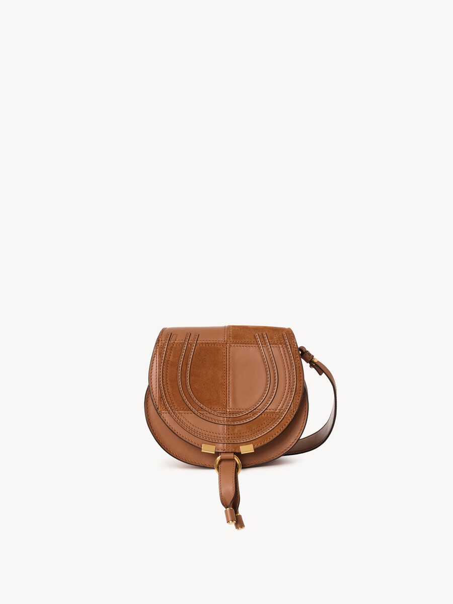 Small Marcie saddle bag in grained & suede leather - 2