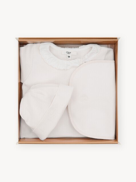 Baby gift set pajamas, hat & bib