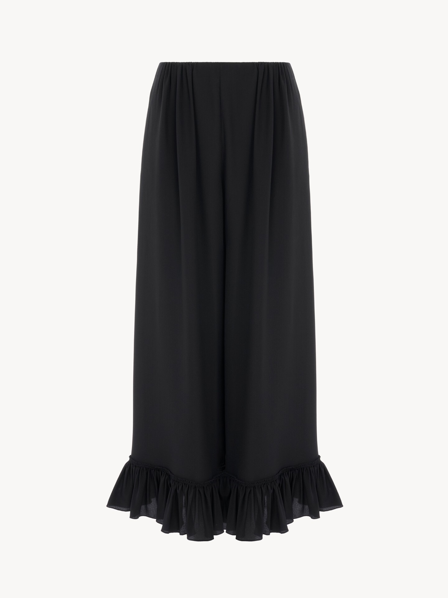 Cropped fluid pants in cr&ecirc;pe de chine - 2
