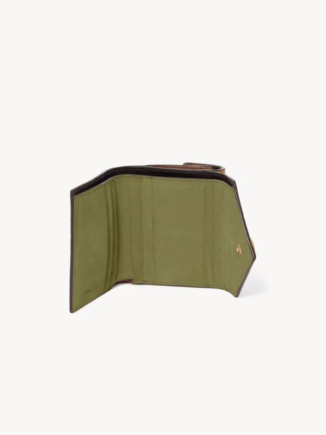 Petit portefeuille &agrave; trois volets Envelope en cuir lisse et cuir velours