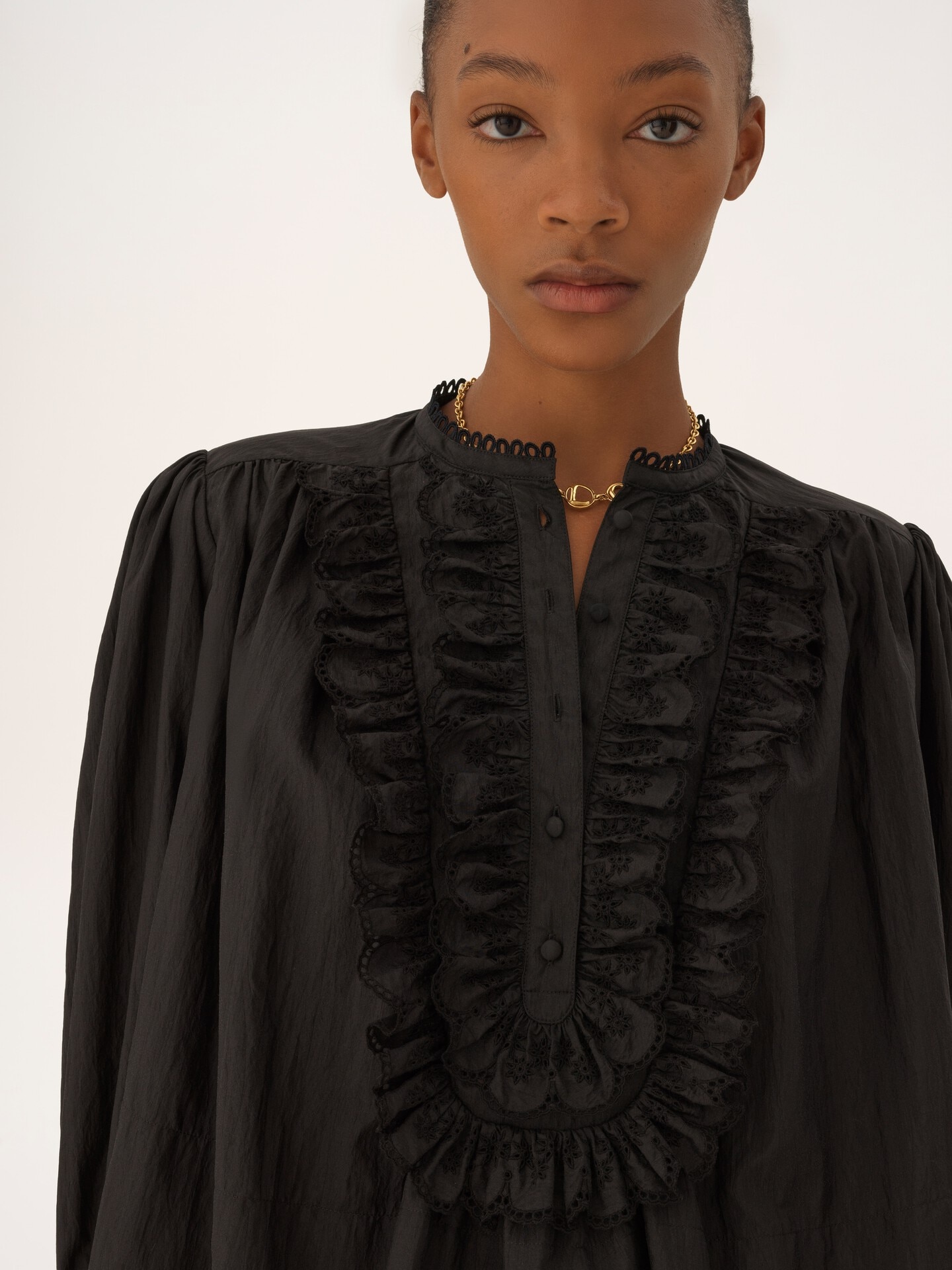 Gathered ruffle top in technical taffeta - 7