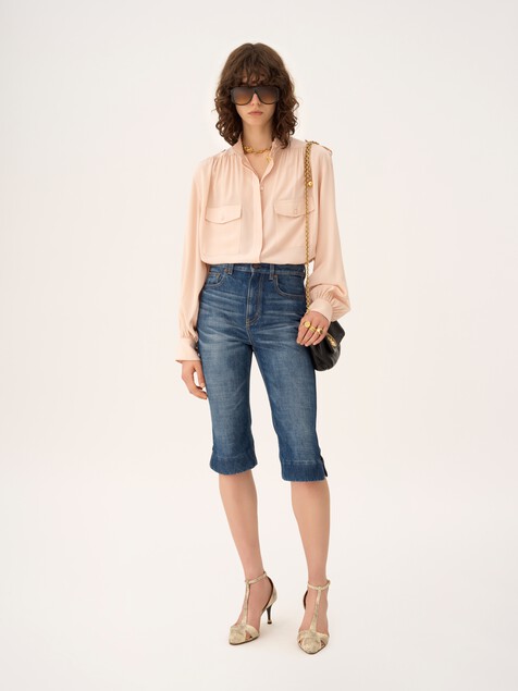 Gathered blouse in cr&ecirc;pe de chine