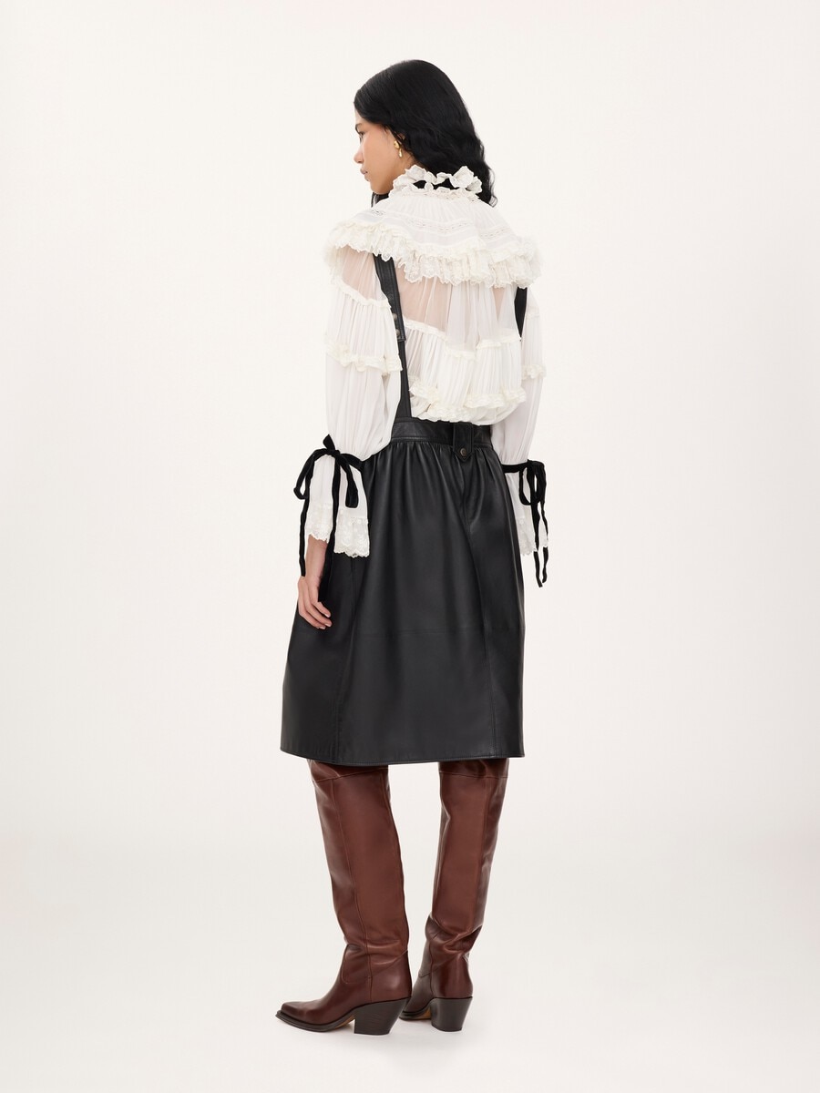 Apron midi dress in leather - 5