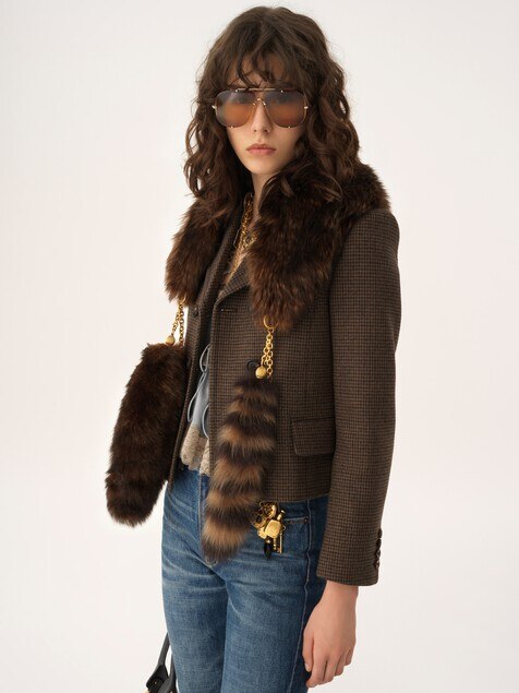 Double-breasted fitted jacket in houndstooth wool