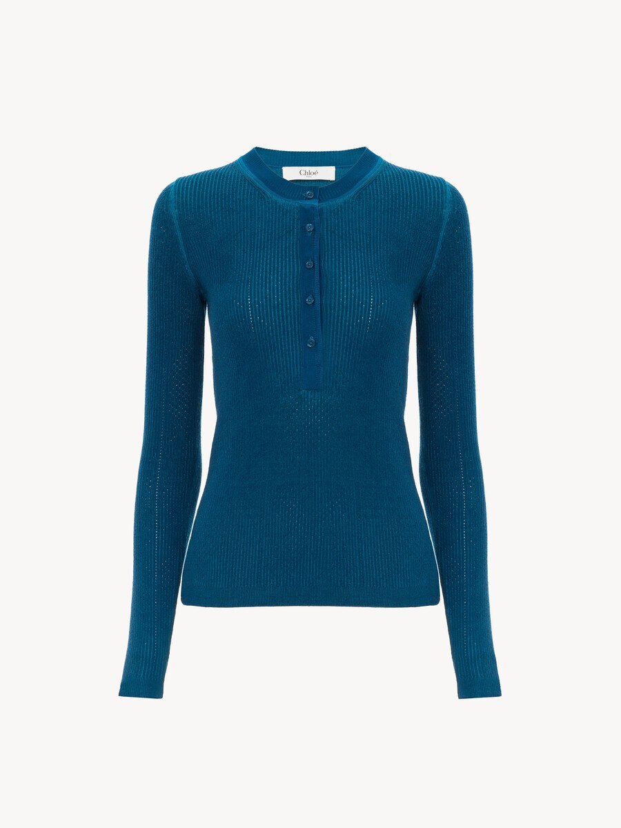 Henley shirt in a merino wool knit - 2