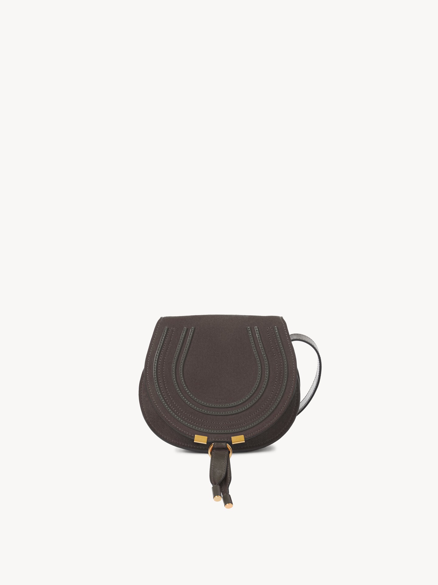 Small Marcie saddle bag in suede leather - 1.0
