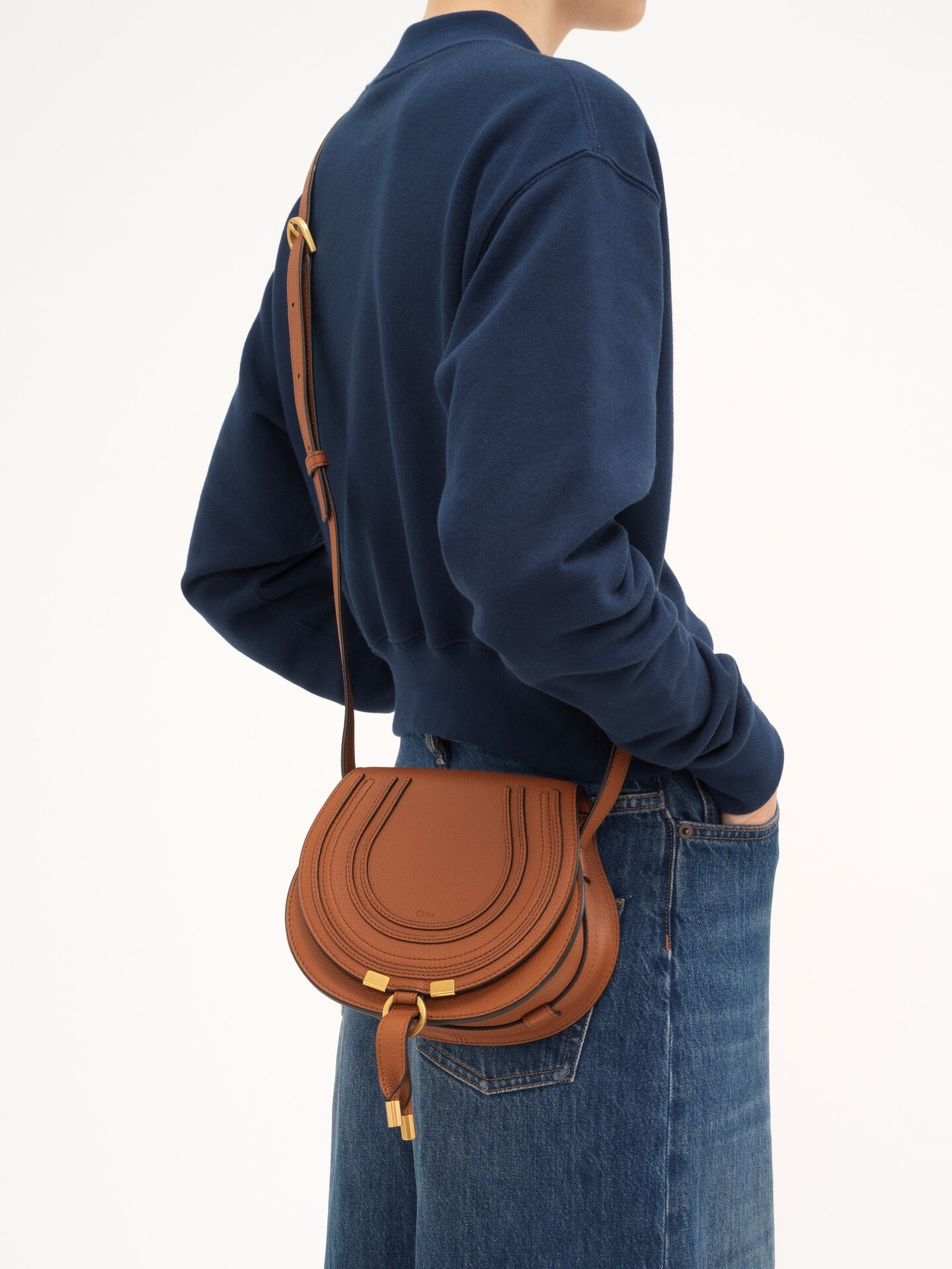 Small Marcie saddle bag in grained leather - 3
