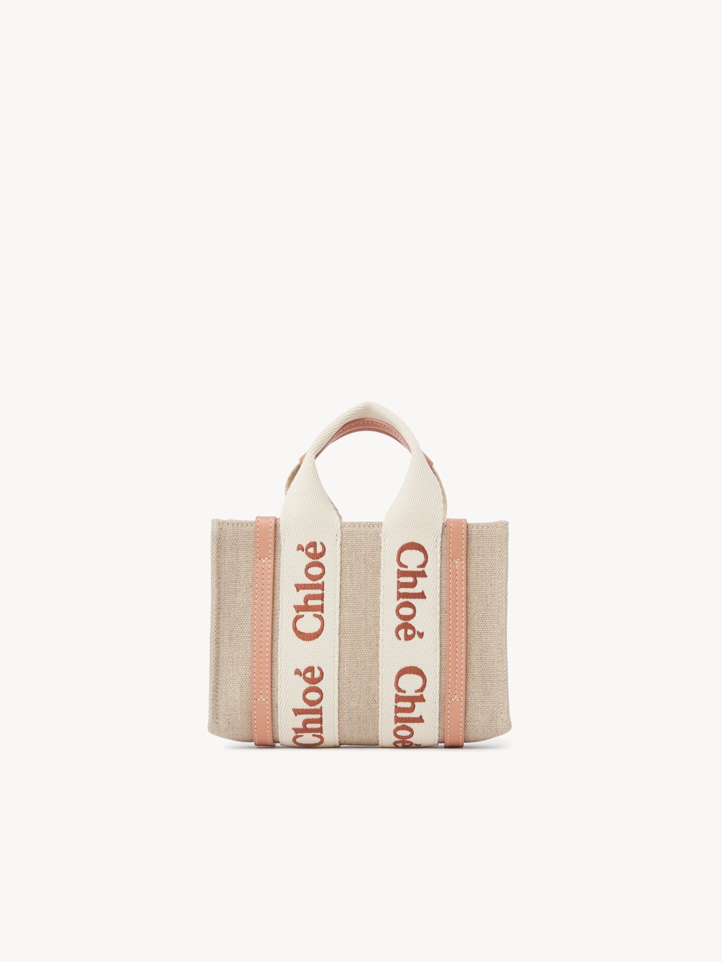 リネン＆レザー製Woodyミニトートバッグ オレンジ - Chloé