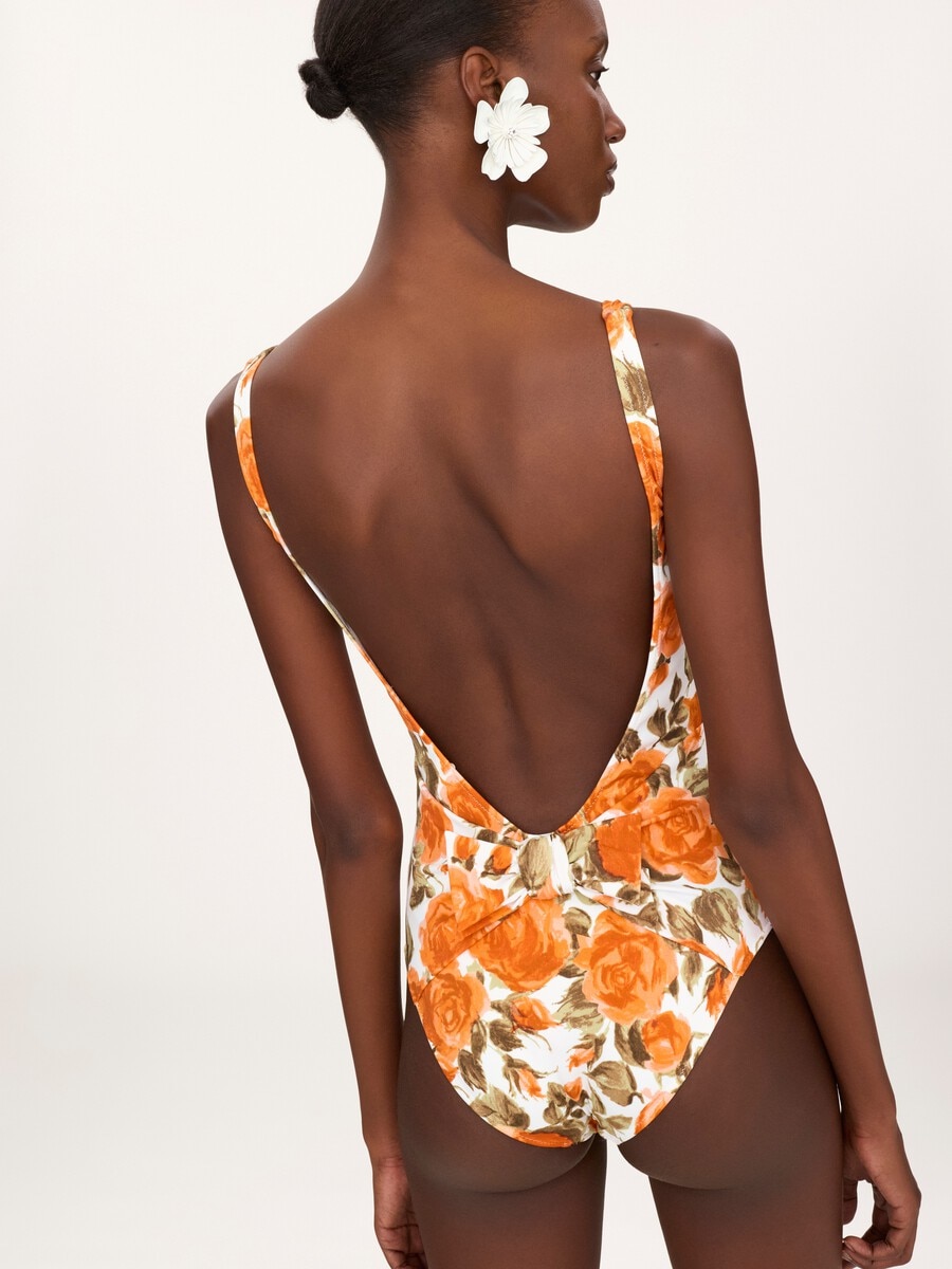 Rose-print one-piece swimsuit - 4