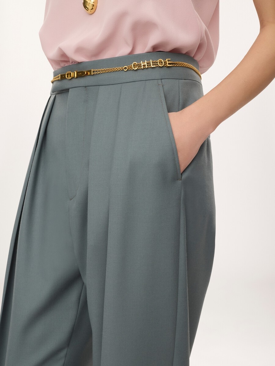 Tailored cigarette pants in wool gabardine - 6