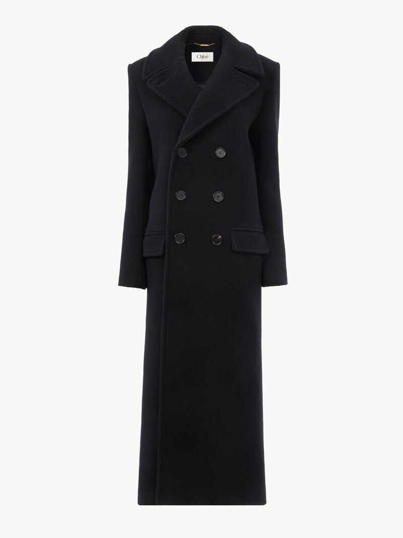 Long double-breasted coat in double-face wool by Chloé