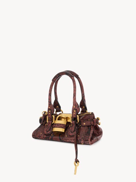 Small Paddington bag in python-effect leather