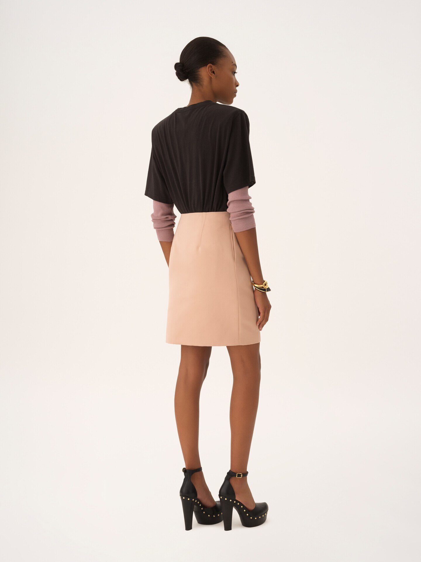 Short pencil skirt in technical duchess satin - 5