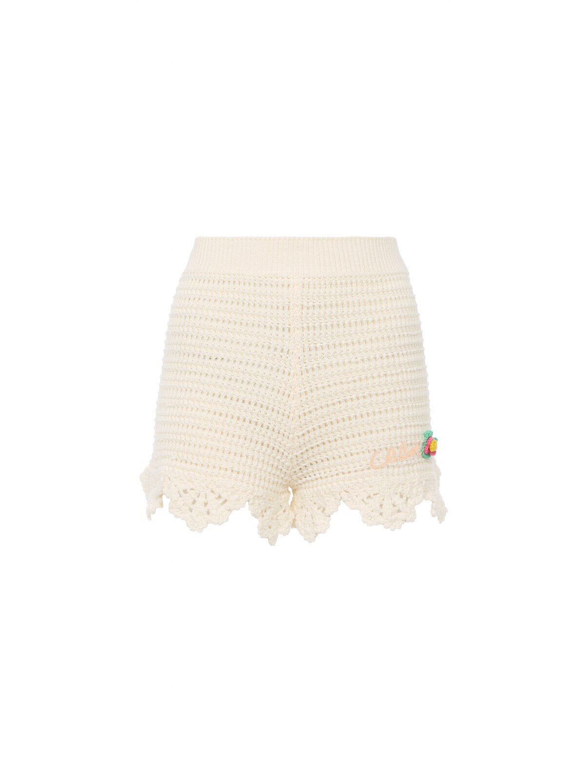 Chloé High-waisted logo mini shorts in crochet knit