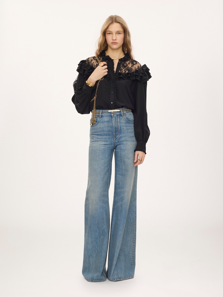 High-rise wide-leg jeans in denim - 3