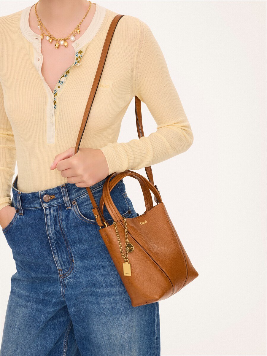 Small Chlo&eacute; Spin tote bag in grained leather - 3