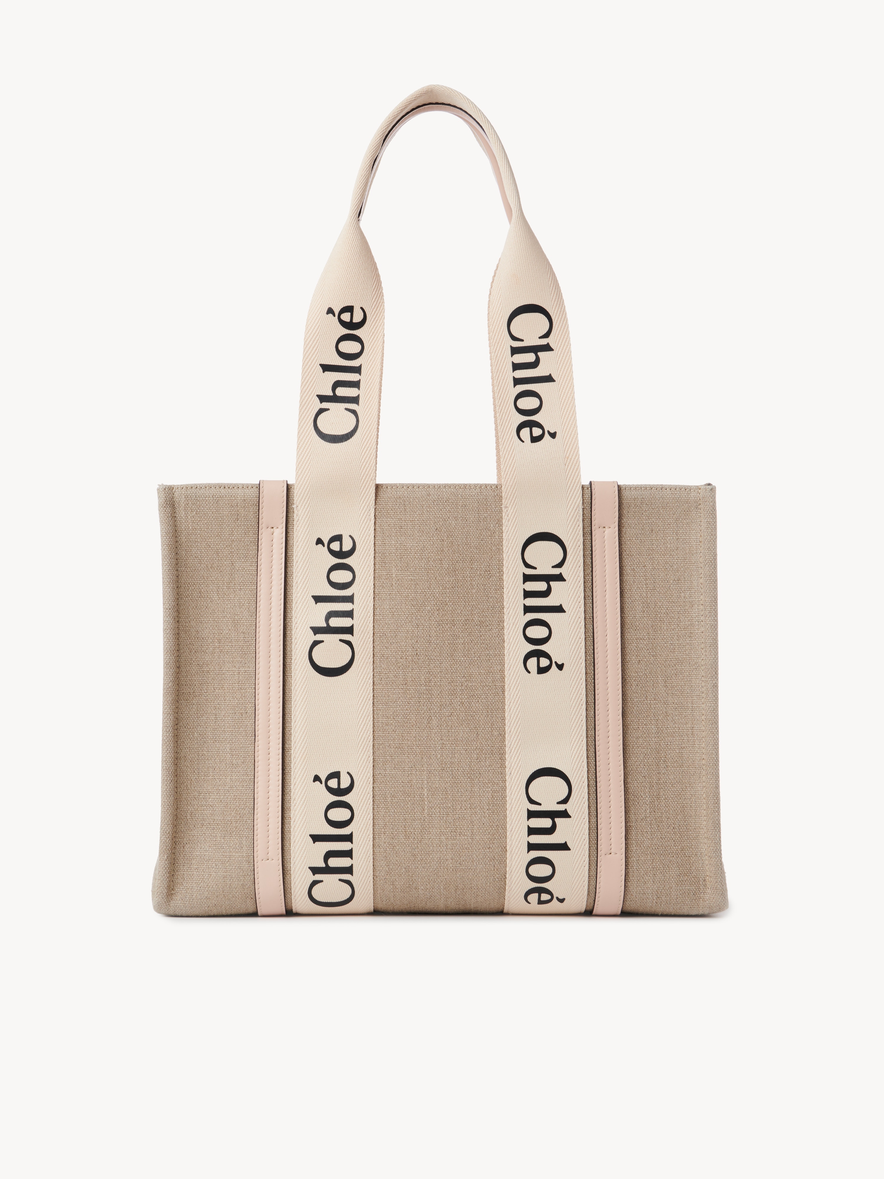 Small Woody tote bag in linen - NaN